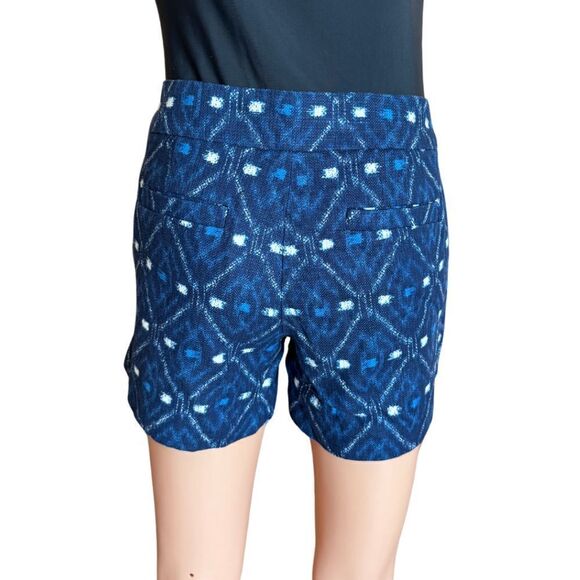 J. Crew Batik Basketweave Ikat Print Chino Shorts Size 4 Navy Blue White - Picture 4 of 7